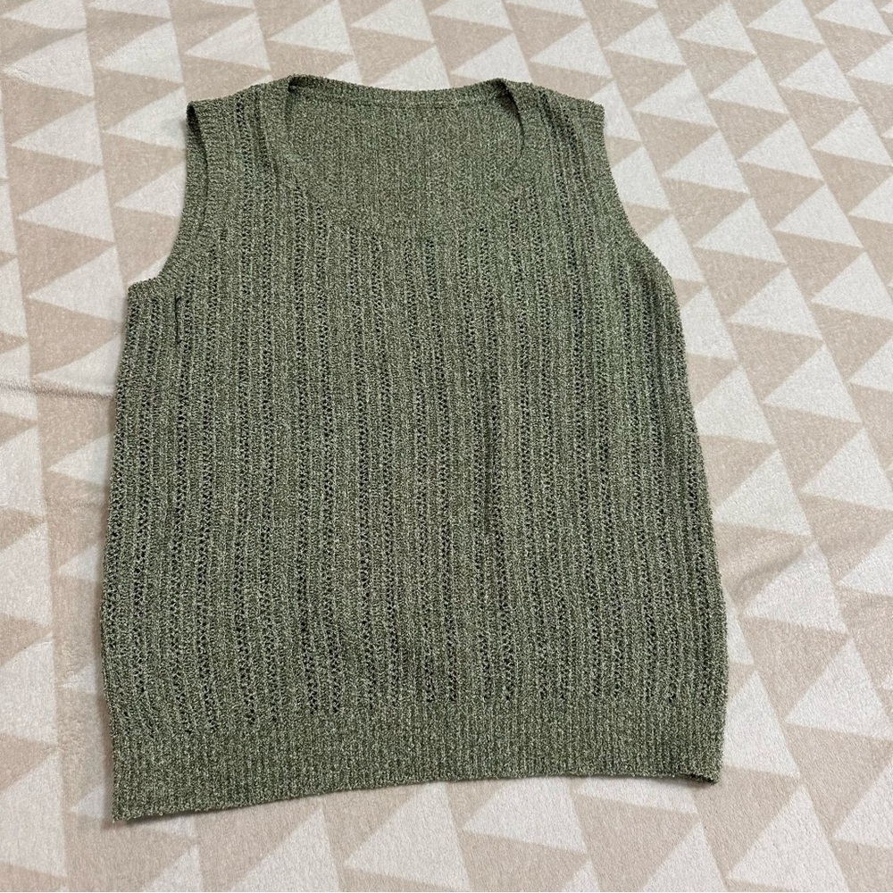 Tanya Taylor light green textured knit sleeveless tank top